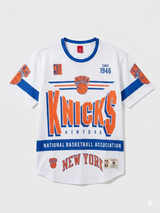 New York Knicks Mitchell & Ness White Hardwood Classics Vintage Team Origins Premium T-Shirt