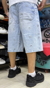Embroidered short Baggy Jeans