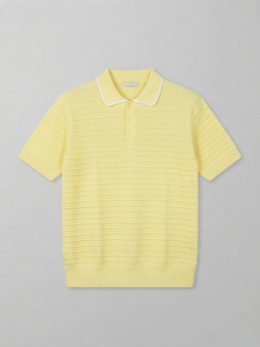 Ribbed Knitted Polo