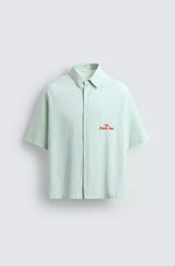 Striped Shirt With Contrast Slogan Green | Zara