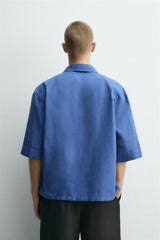 Boxy Fit Fextured Shirt Blue | Zara