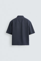 Embroidered Textured Overshirt-Ink blue Zara