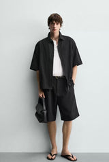 Embroidered Jacquard Shirt Oyster Black | Zara