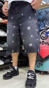 Embroidered short Baggy Jeans