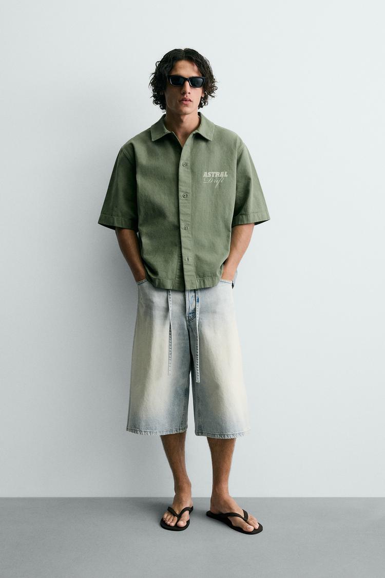 WASHED CONTRAST PRINT SHIRT
