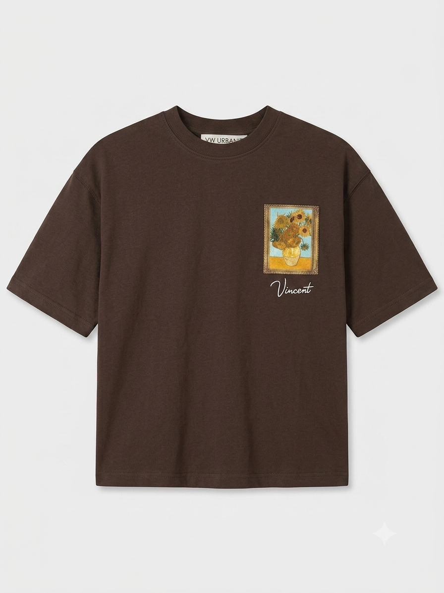 T-shirt marron oversize Vincent Muse pour homme