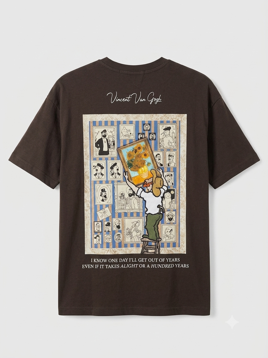 T-shirt marron oversize Vincent Muse pour homme