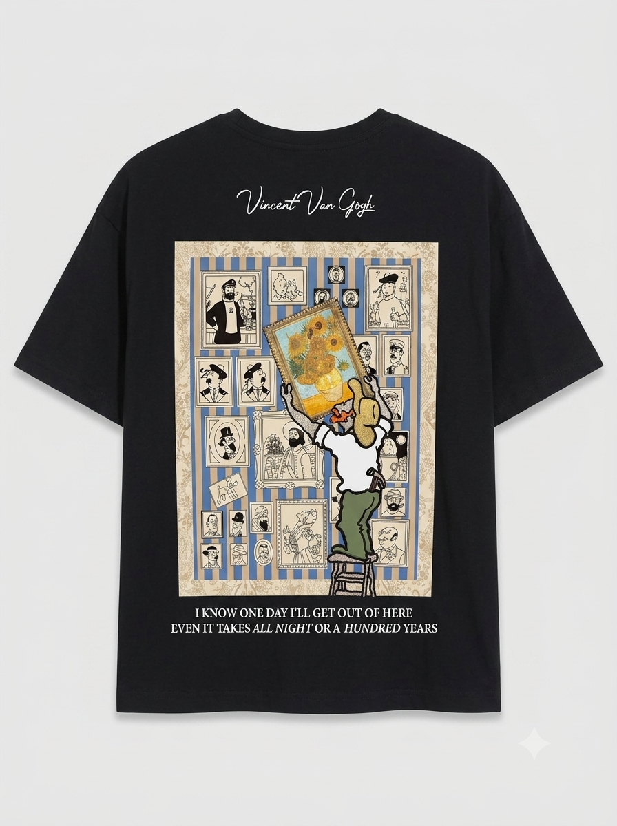 T-shirt noir oversize Vincent Muse pour homme