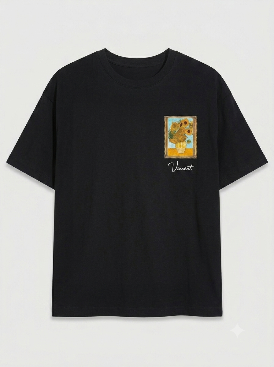 T-shirt noir oversize Vincent Muse pour homme