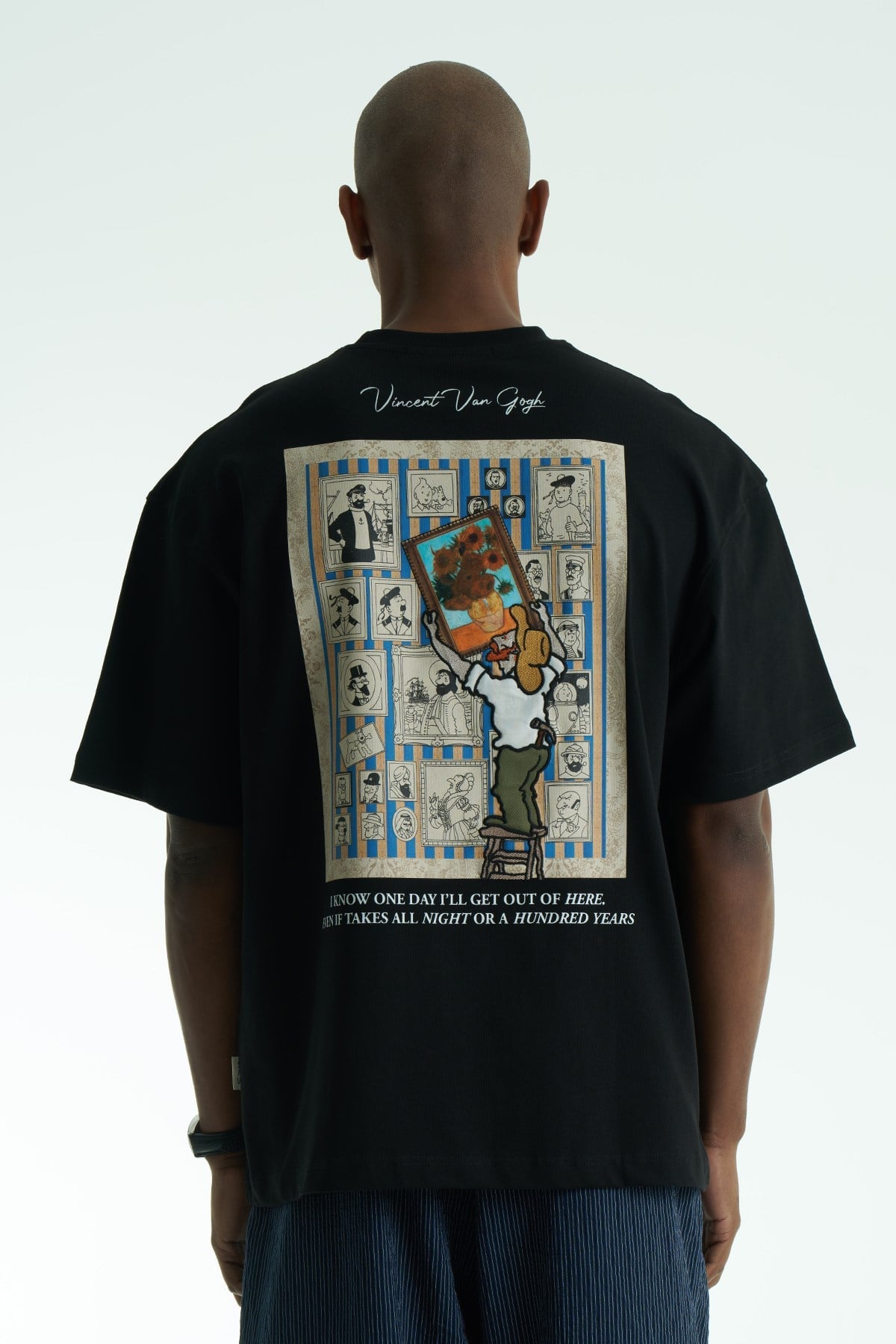 T-shirt noir oversize Vincent Muse pour homme