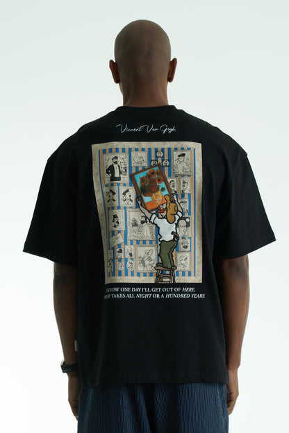 T-shirt noir oversize Vincent Muse pour homme