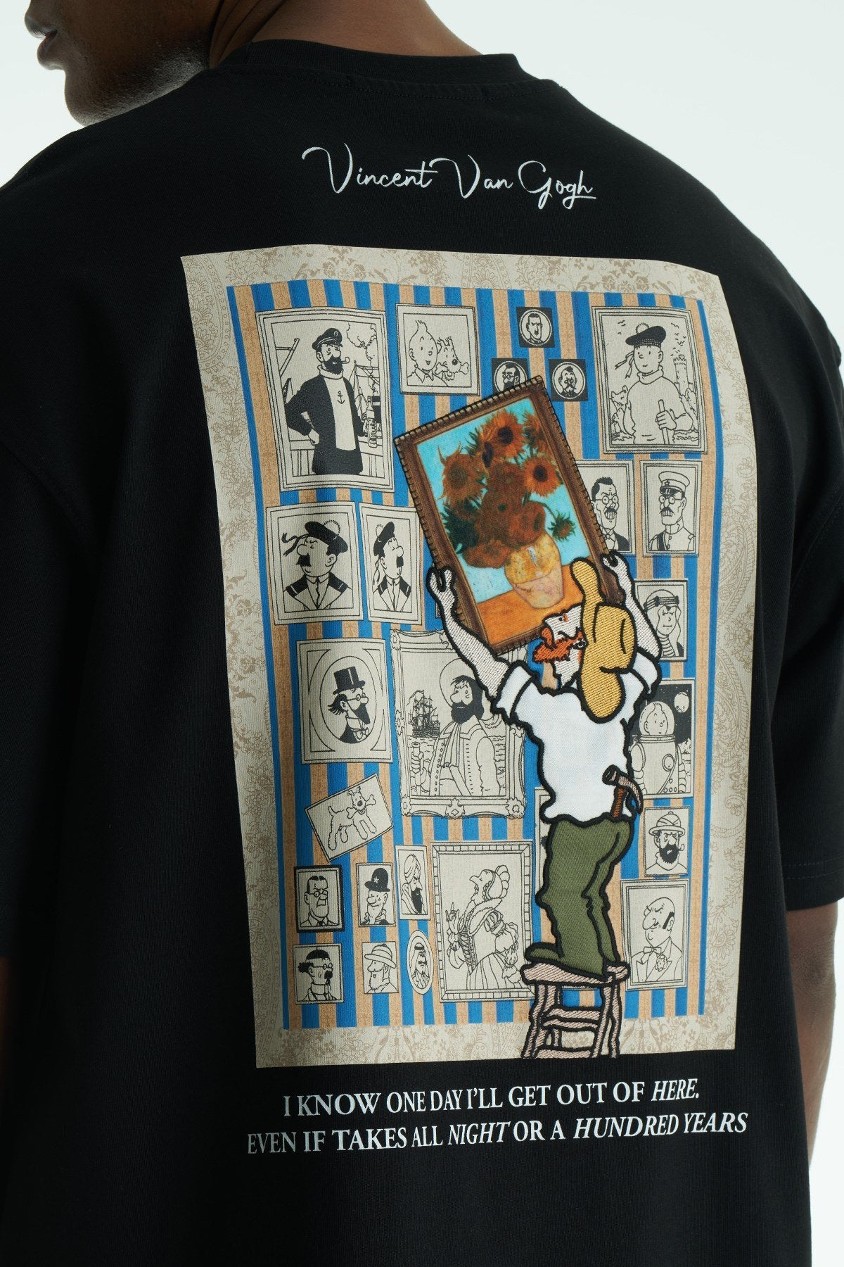 T-shirt noir oversize Vincent Muse pour homme