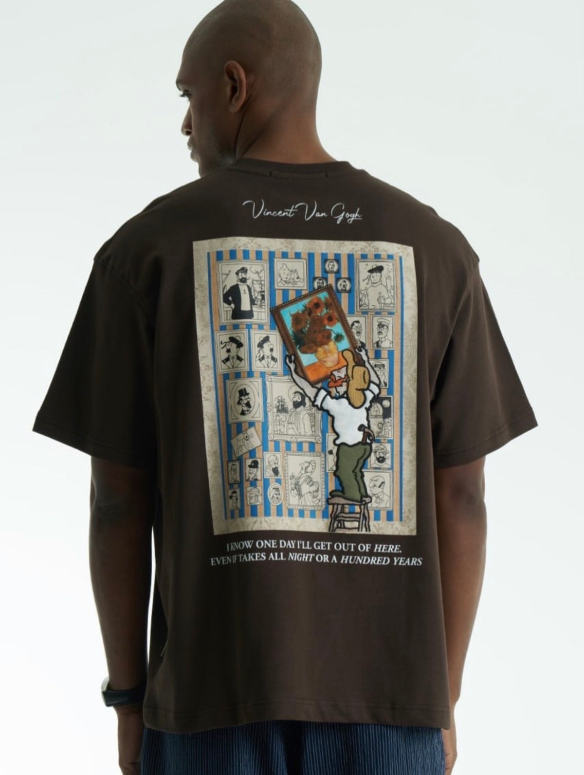 T-shirt marron oversize Vincent Muse pour homme