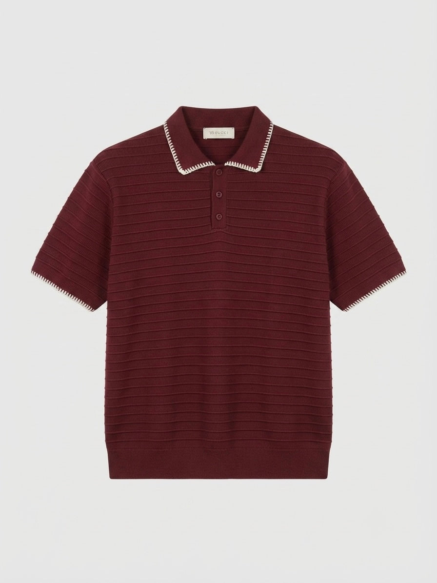 Ribbed Knitted Polo