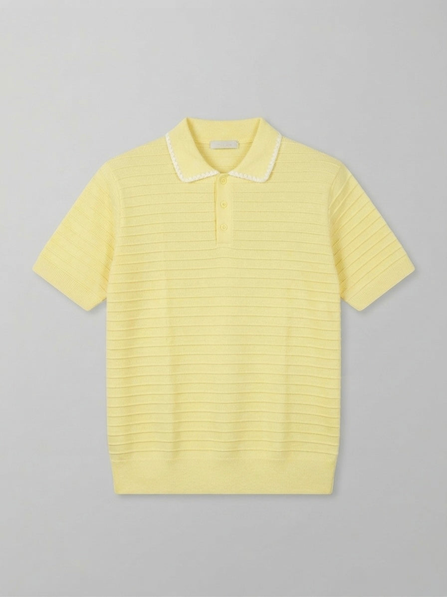 Ribbed Knitted Polo