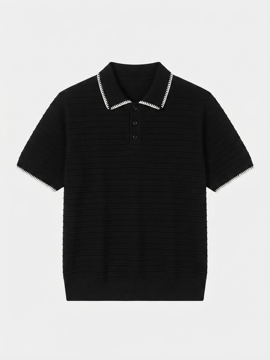 Ribbed Knitted Polo