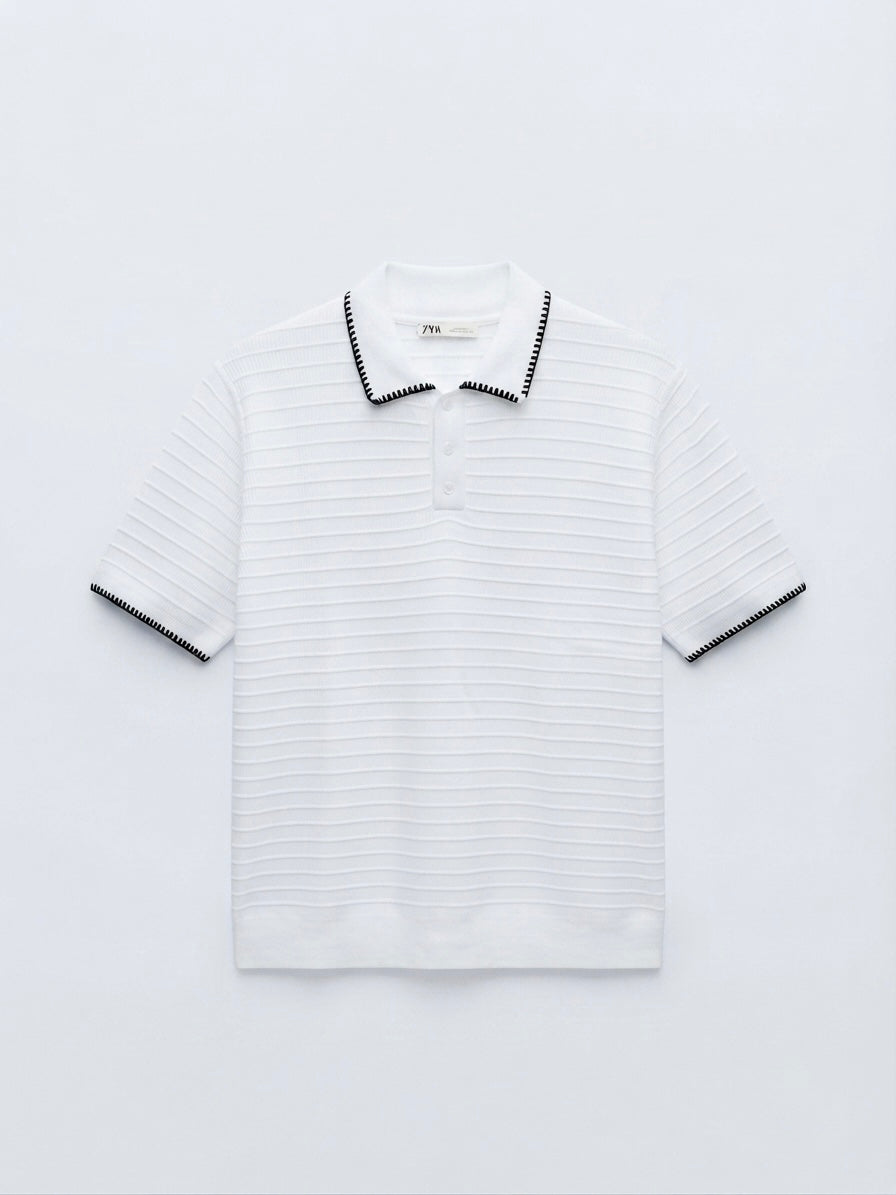 Ribbed Knitted Polo
