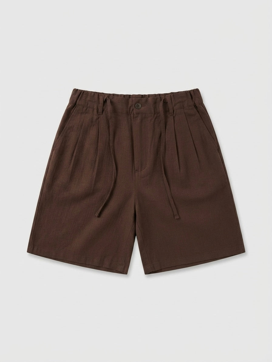 Pleated Linen Shorts