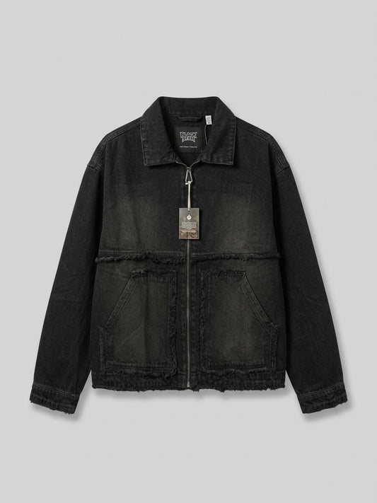 WASHED DENIM ZIP-UP JACKET