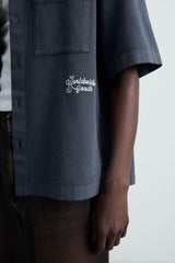 Embroidered Textured Overshirt-Ink blue Zara