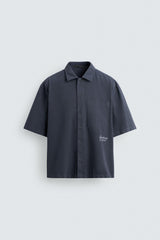 Embroidered Textured Overshirt-Ink blue Zara