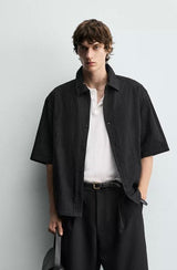 Embroidered Jacquard Shirt Oyster Black | Zara
